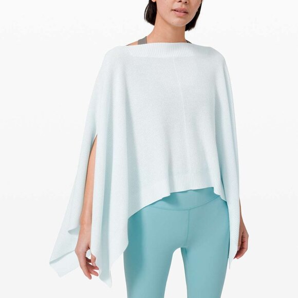 NWoT Lululemon Cashmere Blend Forward Flow Poncho Almost Blue - Picture 1 of 14